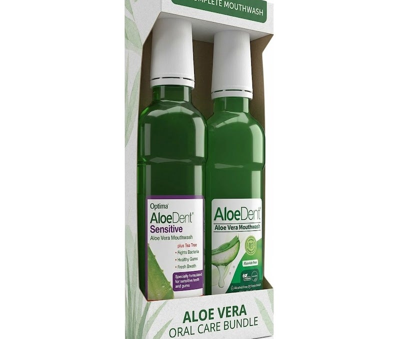 AloeDent Mouthwash Twin Pack – Sensitive Aloe Vera Mouthwash with Tea Tree & Natural Fluoride-Free Minty Fresh Mouthwash, 2x Complete Oral Care Bundle