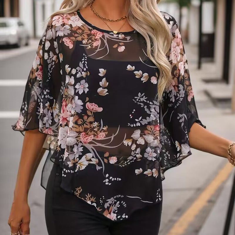 Women's Chiffon Print Blouse - Image 1