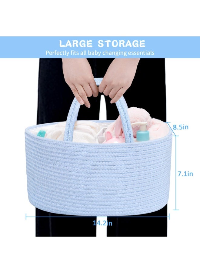 ABenkle ABenkle Diaper Caddy Organizer, Boho Rustic Cotton Rope Nursery Baby Basket, Changing Table Organizer for Baby Diaper Storage and Baby Shower White with Colordul Thread  - Image 4