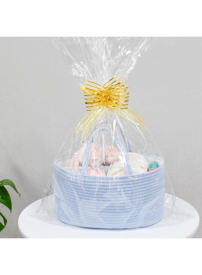 ABenkle ABenkle Diaper Caddy Organizer, Boho Rustic Cotton Rope Nursery Baby Basket, Changing Table Organizer for Baby Diaper Storage and Baby Shower White with Colordul Thread  - Image 3