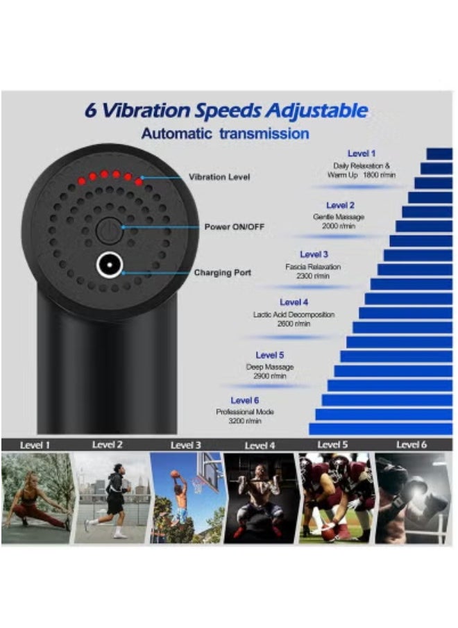 JAJEEK 💪 Portable Deep Tissue Muscle Massage Gun with 6 Adjustable Speeds & 4 Interchangeable Heads | Cordless Electric Handheld Massager for Back, Neck, Shoulders & Legs | Quiet Percussion Therapy for Pain Relief, Fitness Recovery & Stress Reduction – Men & Women  - Image 4