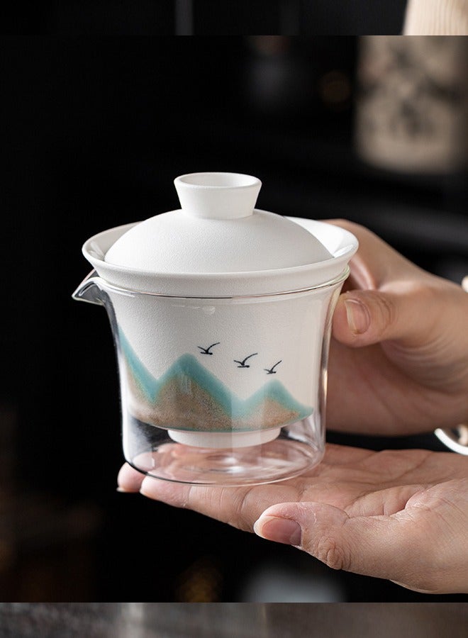 Al Aoyama Protable Travel Ceramic Tea Pot Sets with Gift Box  1 Tea Pot with 3 Tea Cups,Portable Travel Tea Set with Bag - Image 4