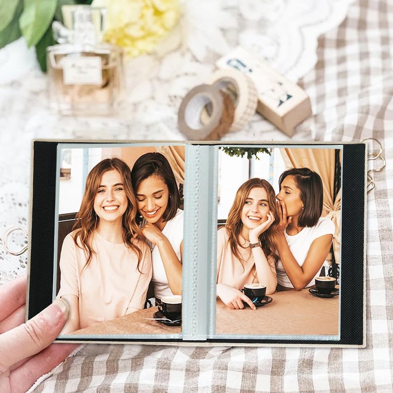 Artmag Mini Photo Album 4x6 50 Pockets 2 Pack  Linen Cover with Front Window Album Hold 100 Vertical Photos for Family Wedding Baby Children (Beige) - Image 3