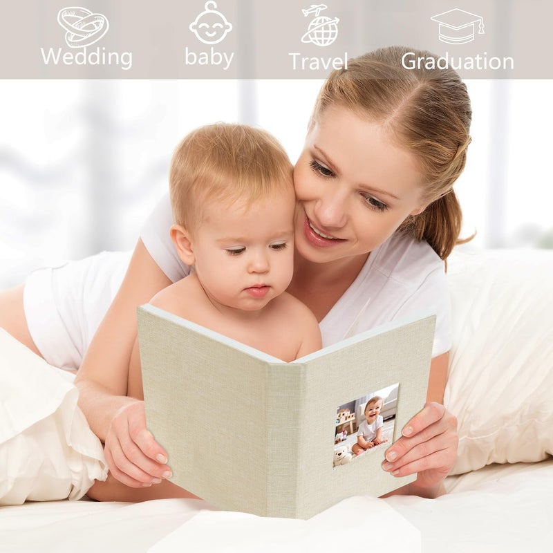 Artmag Mini Photo Album 4x6 50 Pockets 2 Pack  Linen Cover with Front Window Album Hold 100 Vertical Photos for Family Wedding Baby Children (Beige) - Image 5