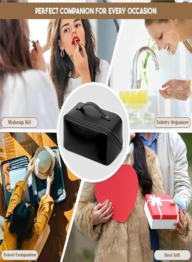 LOVHIDE Large Capacity Makeup Organizer Bag with Partition and Carry Strap | Portable Cosmetic Pouch and Vanity Bag for Women | Multifunctional Storage Case (Square Pouch, Black) - Image 5