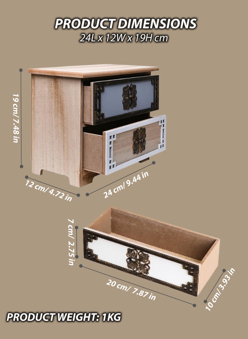 Toshionics Vintage Inspired Unfinished Wooden Jewelry Box with Antique Flower Knobs Multi-Compartment Storage Organizer with Drawers Mini Cabinet for Jewelry Makeup and Accessories Elegant Home Décor and Wedding Centerpiece - Image 5