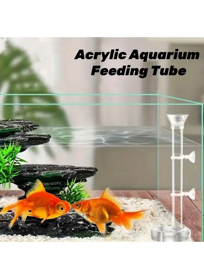 (30 سم) أنبوب تغذية أسماك الروبيان الشفاف المصنوع من الزجاج الشفاف مع كوب شفط - تغذية سهلة ونظيفة لحوض السمك للحصول على أسماك أكثر صحة من Petzlifeworld - Image 2
