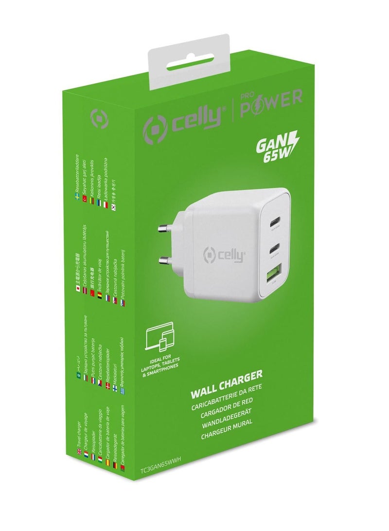 Celly TC3GAN65W - 2 USB-C and USB-A Wall Charger GaN 65W [Pro Power] - Image 5