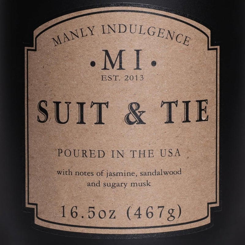 Manly Indulgence Suit & Tie Scented Candles for Men, 16.5 oz Single Wick, Fathers Day Candle, 60H Burn, Candles for Home Scented – Made in The USA - Image 5