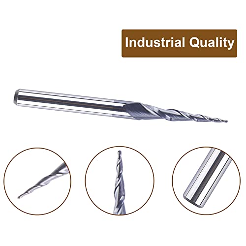 SpeTool 5Pcs Tapered Ball Nose Carving End Mill 1/8 inch Shank 0.25MM Radius (0.5MM Diameter) Tips 3D Woodworking Tool CNC Router Bits - Image 3