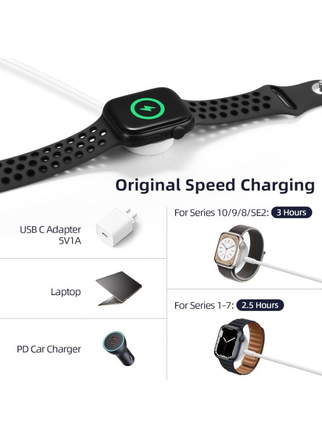 Watch Charger for Apple Watch Charger, 0.3m/1FT Short iWatch Charging USB A Wireless Magnetic Portable Charging Cable iPhone iWatch Cord Compatible with AppleWatch Series 10/Ultra/9/8/7/6/SE/5/4/3/2/1 - Image 5