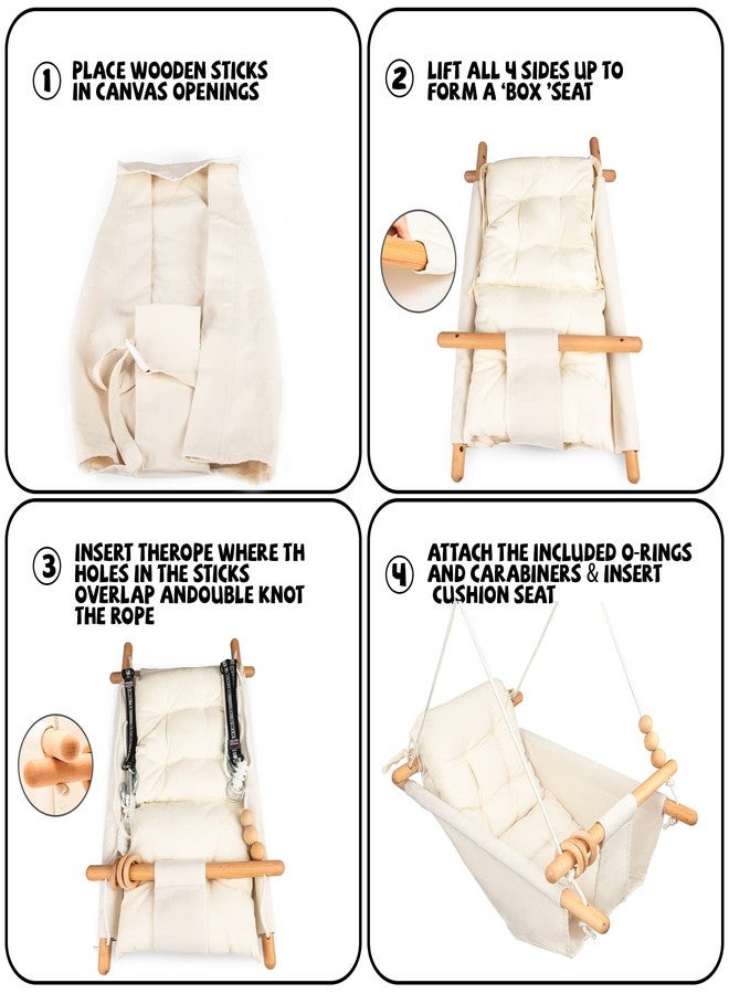 Tislly Baby Swing Outdoor Indoor for Infants to Toddlers, Portable Adjustable Tree Design with 5-Point Safety Belt, Porch Garden Backyard Swing Cream - Image 5