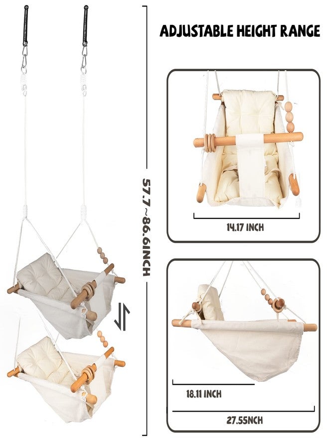 Tislly Baby Swing Outdoor Indoor for Infants to Toddlers, Portable Adjustable Tree Design with 5-Point Safety Belt, Porch Garden Backyard Swing Cream - Image 3