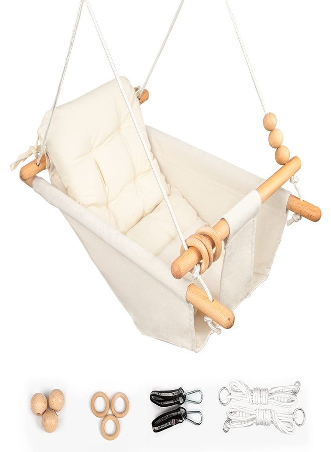 Tislly Baby Swing Outdoor Indoor for Infants to Toddlers, Portable Adjustable Tree Design with 5-Point Safety Belt, Porch Garden Backyard Swing Cream - Image 1