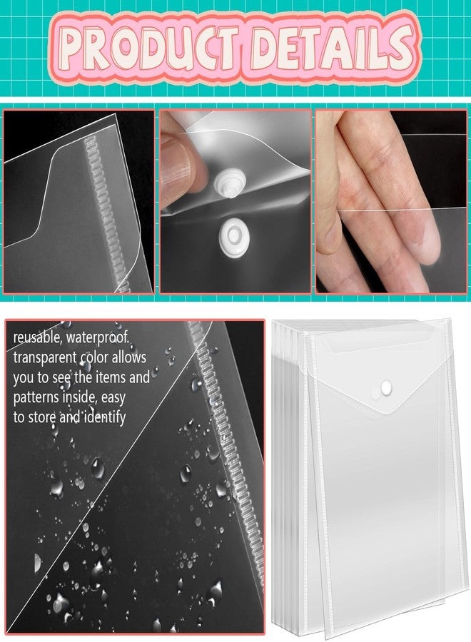 Vmiapxo 20 Pack Stamp and Die Storage Pockets, Small Plastic Filing Envelopes Waterproof Sticker Organizer Receipt Holder Reusable Photo Storage Folders for DIY Scrapbooking Paper Craft(7" x 9.4") - Image 3