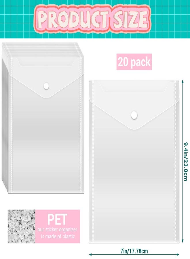 Vmiapxo 20 Pack Stamp and Die Storage Pockets, Small Plastic Filing Envelopes Waterproof Sticker Organizer Receipt Holder Reusable Photo Storage Folders for DIY Scrapbooking Paper Craft(7" x 9.4") - Image 2