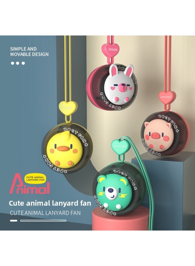 Summer Mini Fan Cute Pet Small Fan Bladeless USB Charging Hanging Neck Fan Portable Silent Fan-Color:Gl130 【star Rabbit】 Hat Fan - Image 2