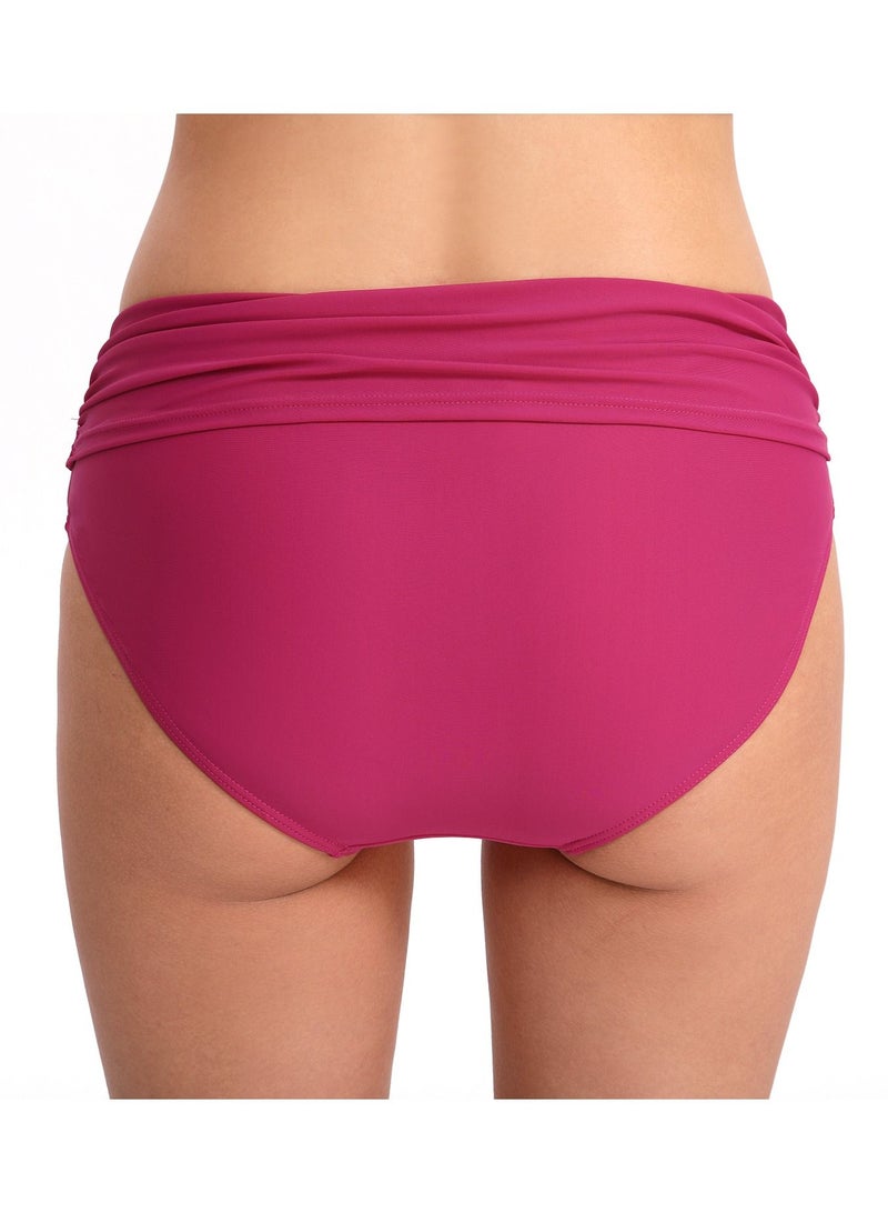 Loquat Solid Color Plunge Bikini Bottom Pink - Image 2