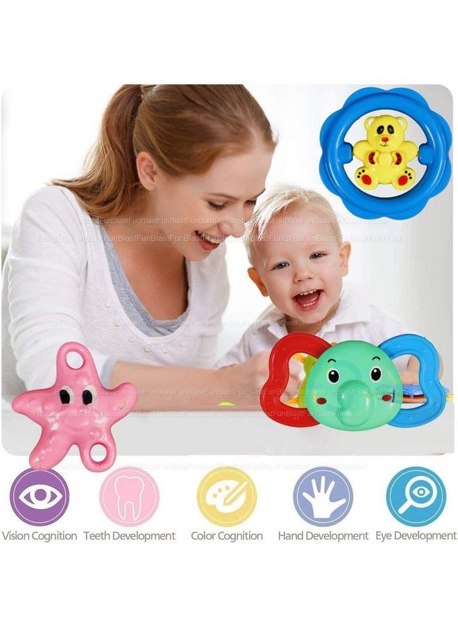 FunBlast ألعاب رنين وعضاضات للأطفال ألعاب رنين صوتية للأطفال حديثي الولادة ألعاب تطوير مبكر للأطفال هدايا عودة للأطفال (تصميمات متنوعة) عبوة من 5 - Image 4
