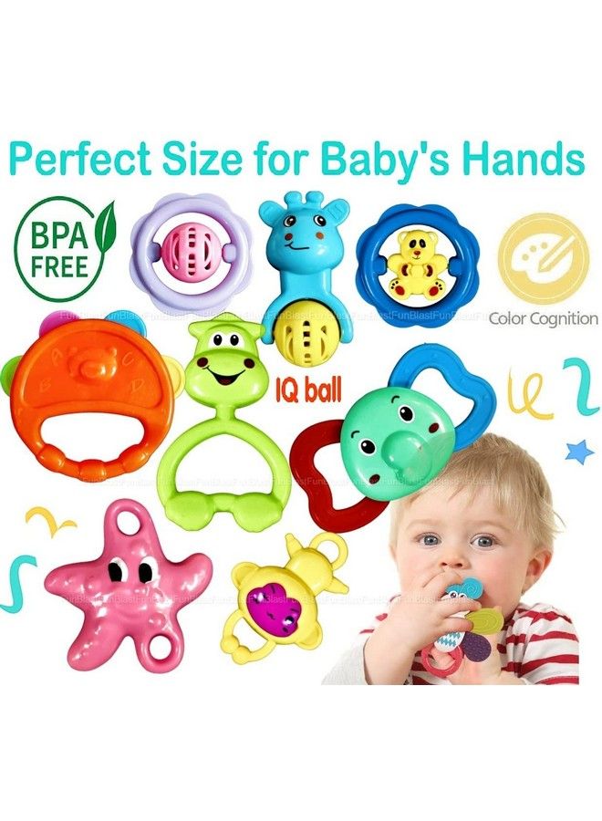 FunBlast ألعاب رنين وعضاضات للأطفال ألعاب رنين صوتية للأطفال حديثي الولادة ألعاب تطوير مبكر للأطفال هدايا عودة للأطفال (تصميمات متنوعة) عبوة من 5 - Image 5