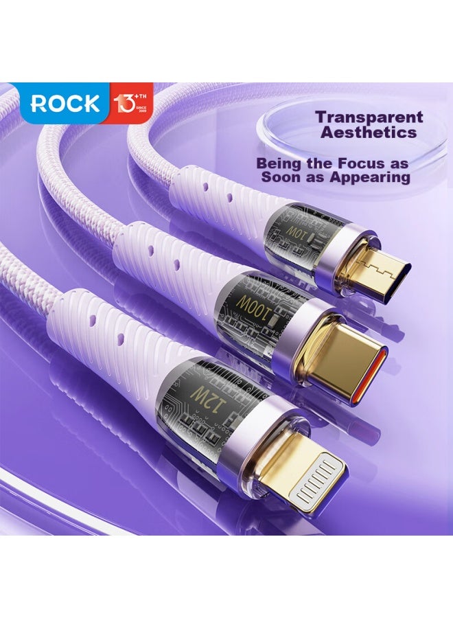 Rock In Charging Cable, 100w Fast Charging, Compatible With Android, Apple, Usb-c, Multi-functional, Suitable For Iphone 16 Pro Max/15/14, Huawei, Xiaomi Phones - Image 2