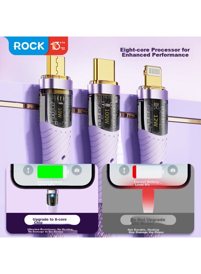 Rock In Charging Cable, 100w Fast Charging, Compatible With Android, Apple, Usb-c, Multi-functional, Suitable For Iphone 16 Pro Max/15/14, Huawei, Xiaomi Phones - Image 4