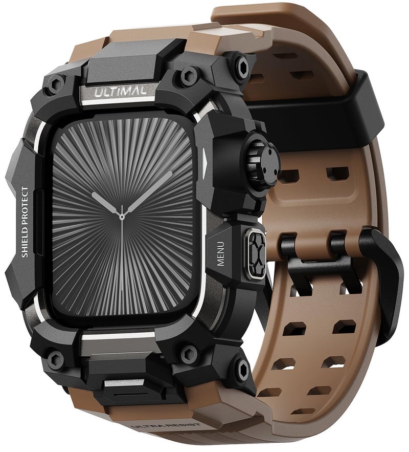 ULTIMAL Rugged Case with Band for Apple Watch 46mmCompatible with Apple Watch Series 1110 Military Grade Shockproof Bumper Cover for iWatch Tactical Band Men Coffee Brown 46mm - Image 2
