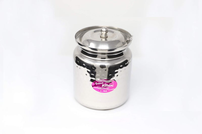Kaveri Stainless Steel Hammered Tone Oil & Ghee Container, 400ml, Silver - Image 1
