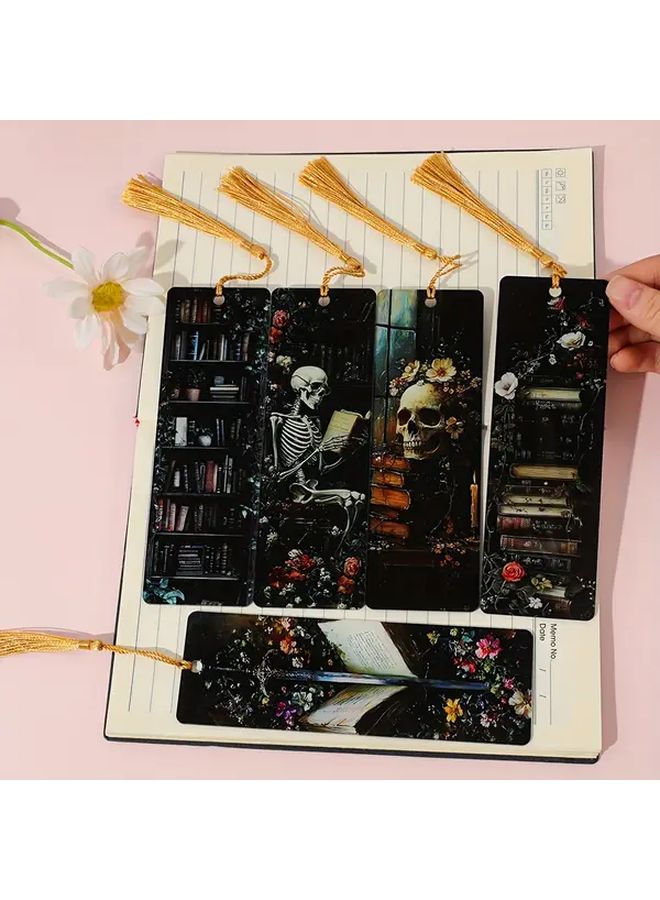 النمط B القوطي الفكتوري، علامات الكتب، الأكاديمية المظلمة، علامة كتاب أكريليك بجمجمة ووردة - Image 5