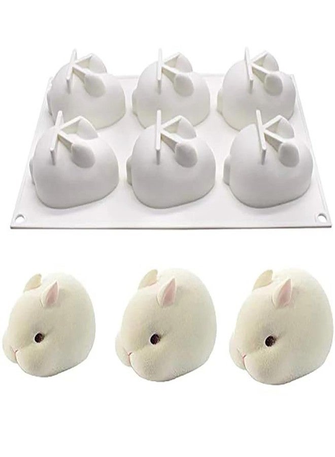 AUOCATTAIL 3D Easter Bunny Silicone Mold Rabbit Shape 6 Cavity Silicone Chocolate Cake Pudding French Dessert Fondant Mold Rabbit DIY Tools Accessories - Image 1