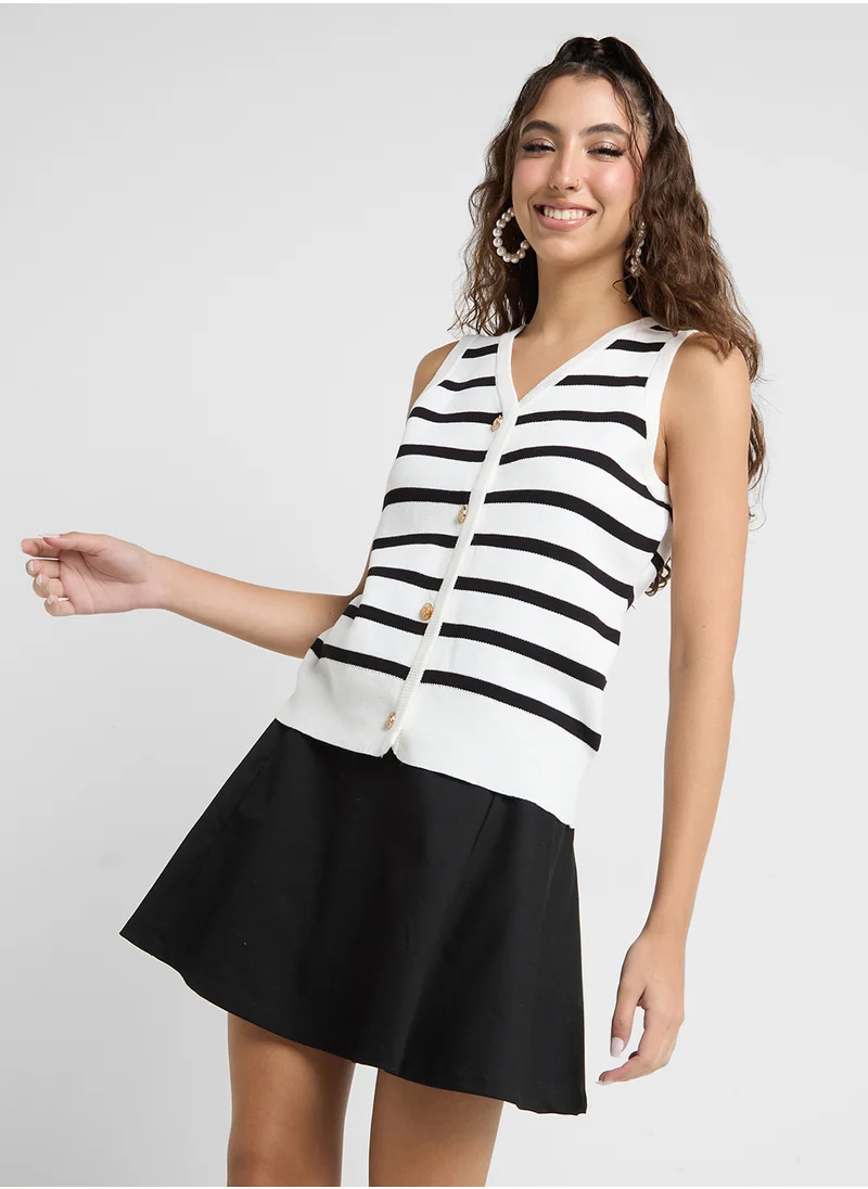 Ginger Sleeveless Stripe Knitted Vest