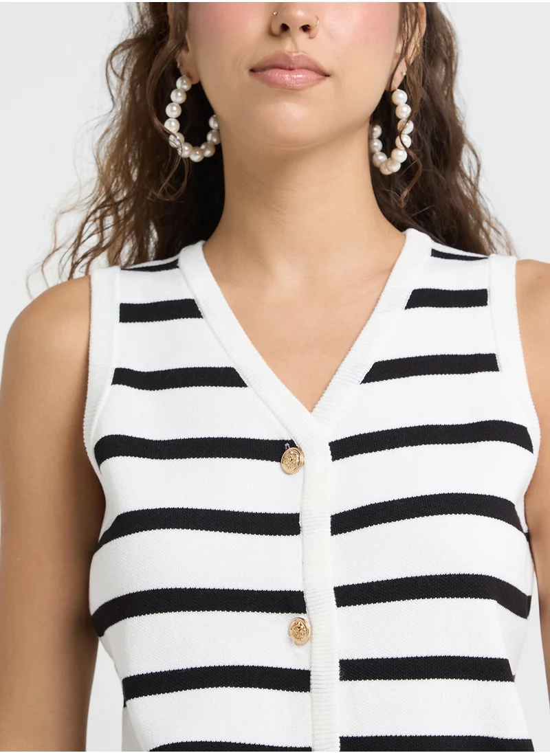 Ginger Sleeveless Stripe Knitted Vest