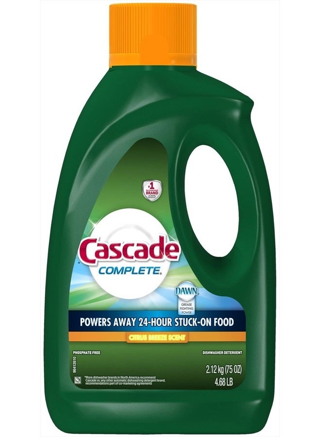 Cascade Complete Gel All-in-1 Dishwasher Detergent, Citrus breeze, 74.88 Oz (Pack of 2)  - Image 1