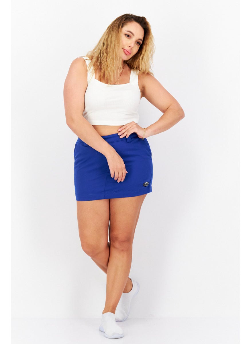 X-Girl Women Solid Mini Skirts, Electric Blue  - Image 4