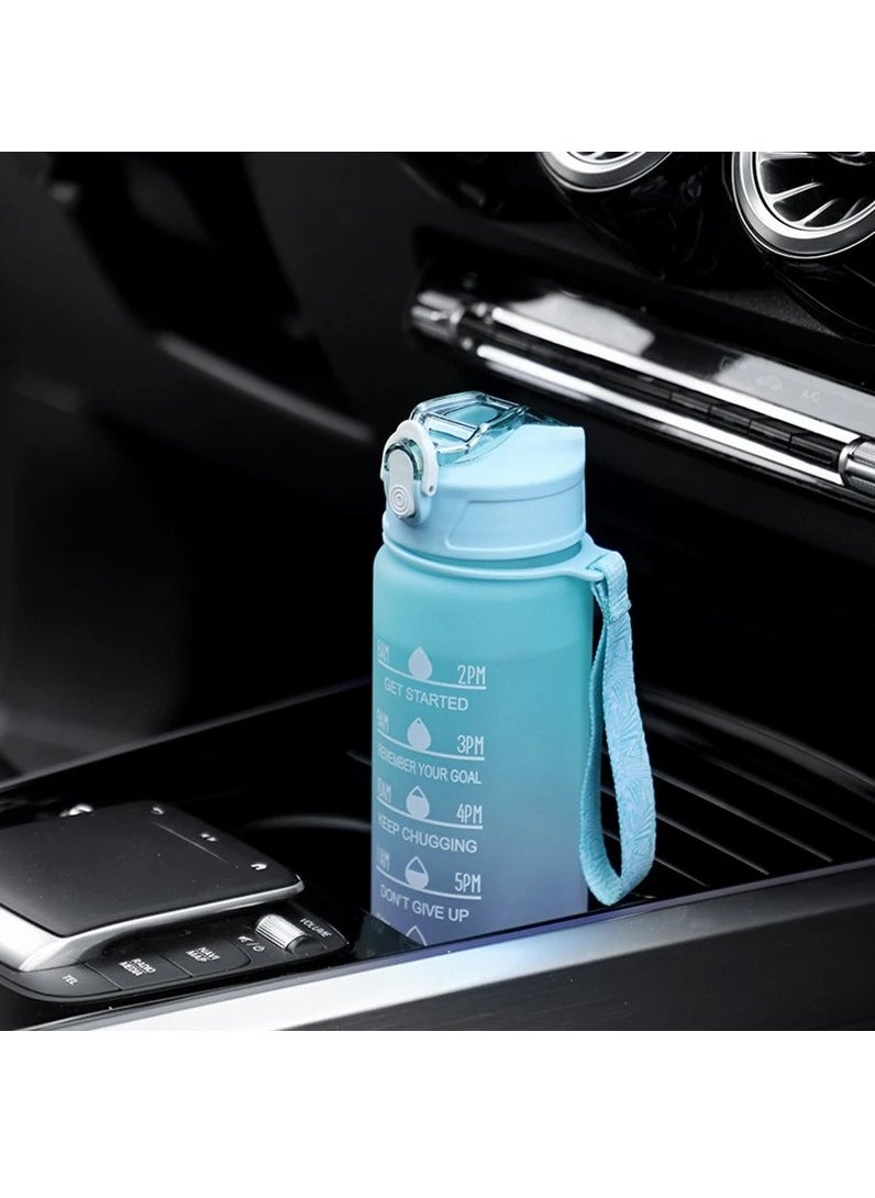 MODERN HOME - 3Pcs Sports Water Bottle With Straw 2L 900ml And 500ml Made of high quality plastic Drinking BPA Free Non Toxic With Sports Drinks Time Markings Motivational Fitness - Image 1