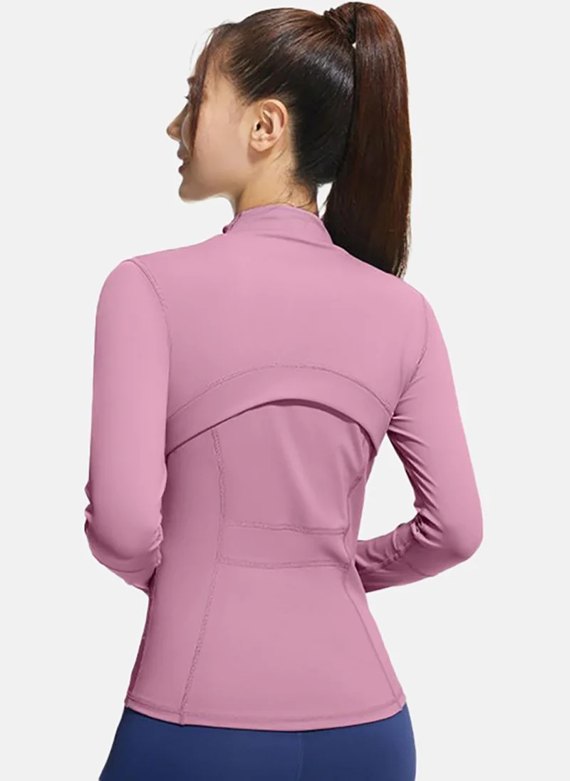 يونيكي Purple Solid Slim Fit High Neck Jacket