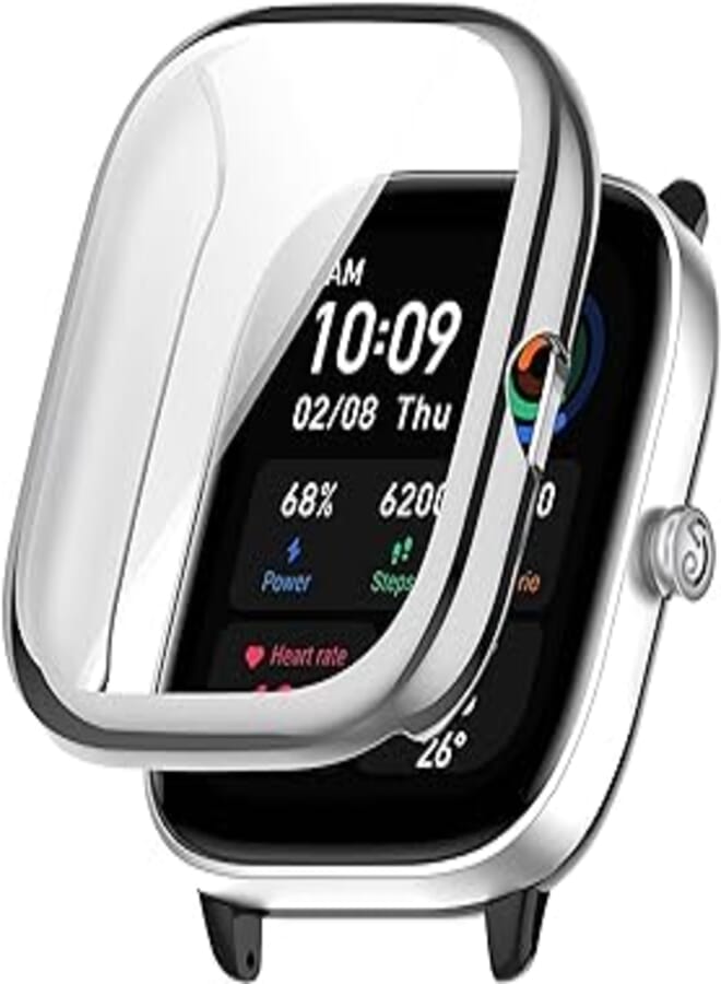 Next Next store TPU Screen Protector Case Compatible with Amazfit GTS 4 Mini (2022) All-Inclusive Anti-Drop Electroplate Cover (Amazfit GTS 4 Mini) (Silver)