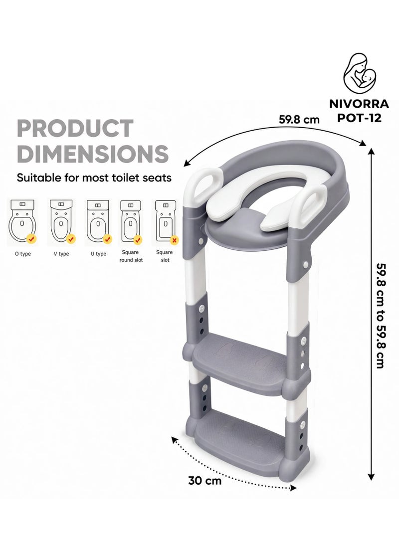 NIVORRA Premium Toddler Toilet Training Ladder with Soft Cushion & Adjustable Steps - Image 3