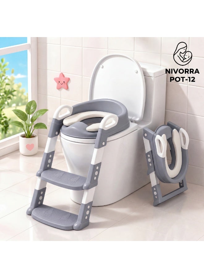 NIVORRA Premium Toddler Toilet Training Ladder with Soft Cushion & Adjustable Steps - Image 1
