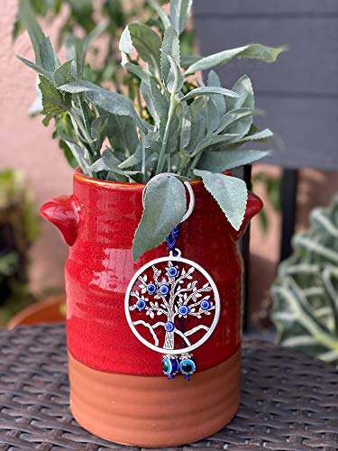 LUCKBOOSTIUM Silver Tree of Life & Evil Eye Good Luck Keychain - Protection Charm, Tree of Life Keychain, Evil Eye Hanging Accessory, Rear View Mirror Ornament, Gift for Men & Women, Good Luck Charm - Image 3