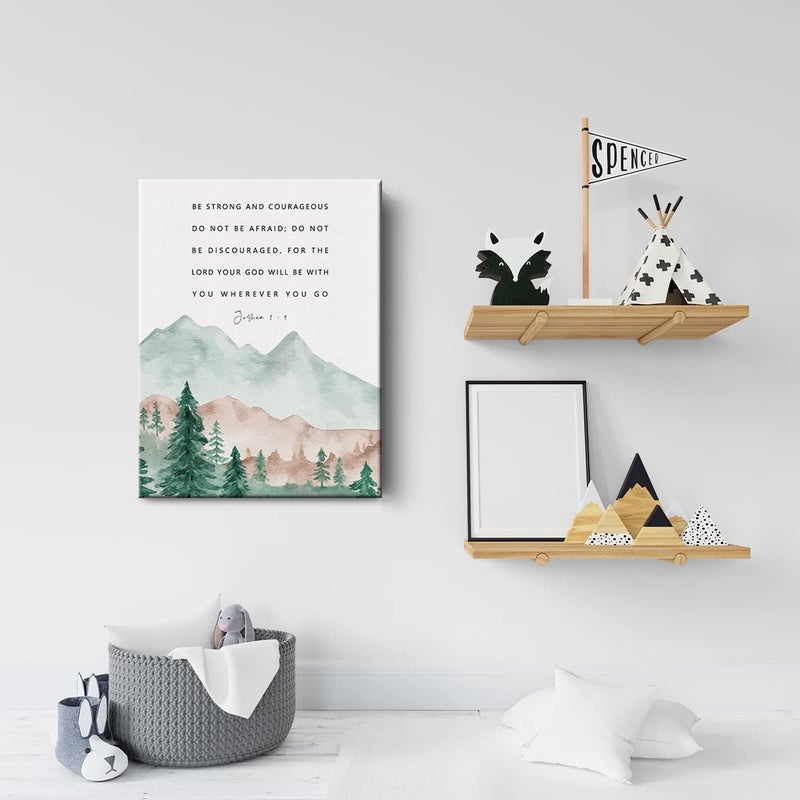 Xiolcxdr Bible Verse Canvas Print Decor Be Strong and Courageous Wall Painting Watercolor Home Office Posters Artwork Decoration 12â€X15â€ (Framed) - Image 5