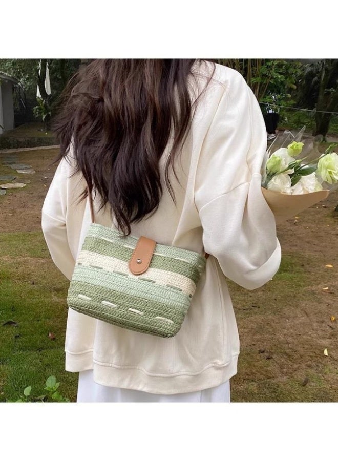 SHABILI Women's Straw Beach Bag Satchel Bag, Ladies Large Capacity Resort Tote Bag Clutch Bag Handbag, Tassel Pendant Shoulder Bag Sling Bag Side Bag Gift Bag Phone Bag for Girls and College Students  - Image 3