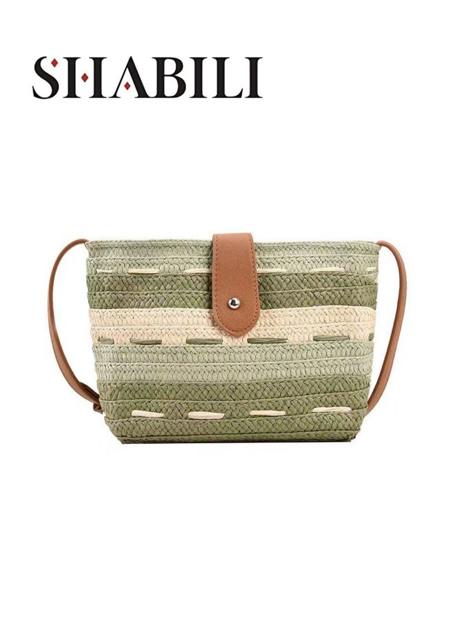 SHABILI Women's Straw Beach Bag Satchel Bag, Ladies Large Capacity Resort Tote Bag Clutch Bag Handbag, Tassel Pendant Shoulder Bag Sling Bag Side Bag Gift Bag Phone Bag for Girls and College Students  - Image 1