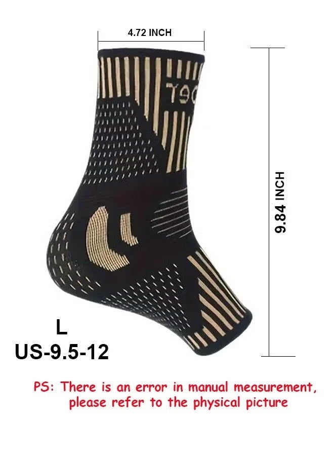 2 Pcs Copper Ankle Brace Copper Infused Support for Men & Women, Best Ankle Compression Sleeve Socks for Plantar Fasciitis, Plantar Fasciitis Relieve Swelling And Ankle Sprains and Sports Running (L) - Image 2
