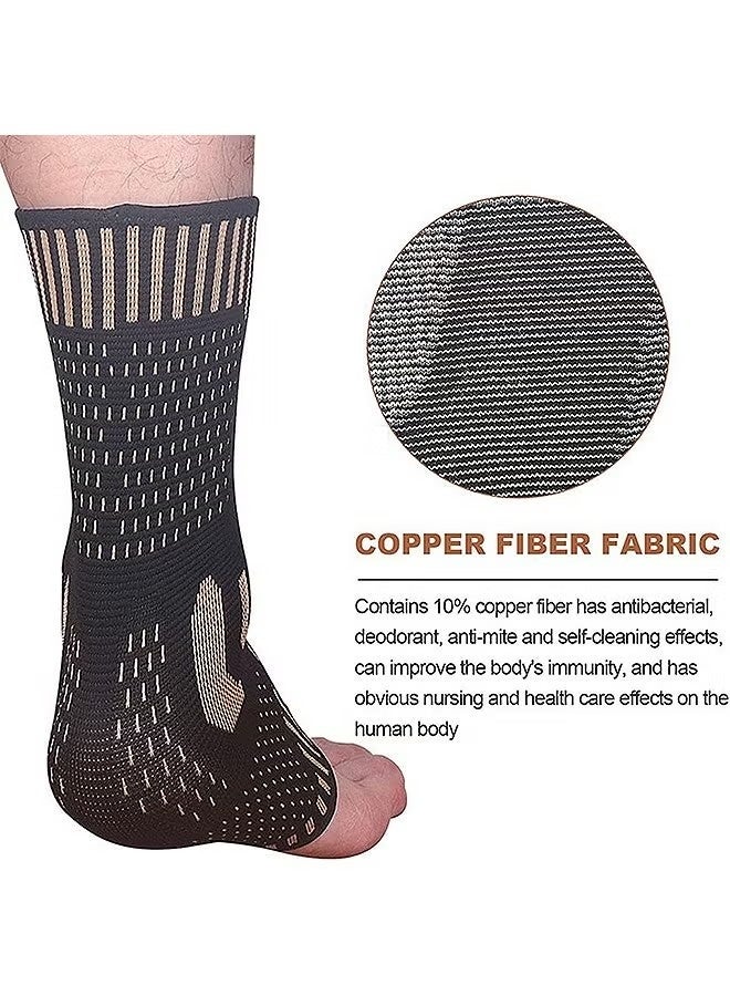 2 Pcs Copper Ankle Brace Copper Infused Support for Men & Women, Best Ankle Compression Sleeve Socks for Plantar Fasciitis, Plantar Fasciitis Relieve Swelling And Ankle Sprains and Sports Running (L) - Image 5