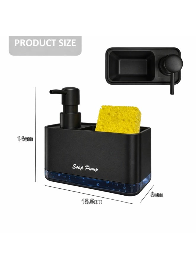 UrbanEssentia 2-in-1 Kitchen Soap Dispenser with Sponge Holder – Countertop Dish Soap Pump, One-Hand Press, Refillable Liquid Dispenser, Sink Organizer for Kitchen & Bathroom - Image 2