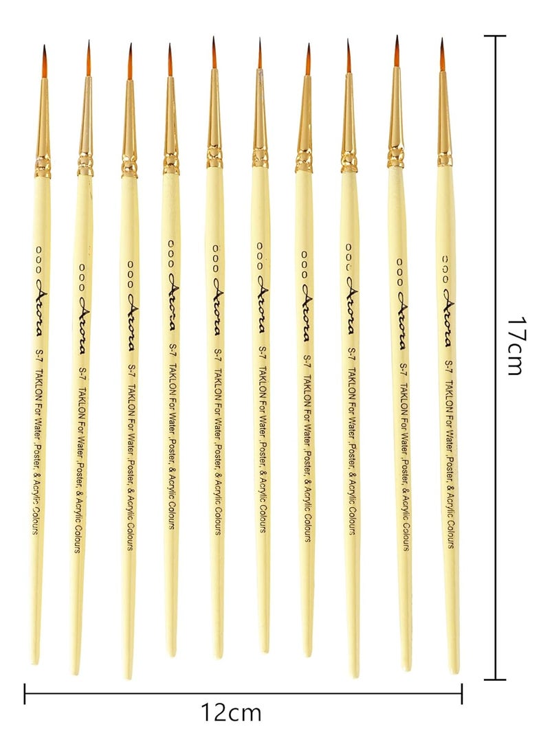 Arora Arora Detail and Script Liner Round Paintbrush of 000 Number Fine Set of 10 for Watercolor, Acrylic and Intricate Painting Yellow, Wood  - Image 4