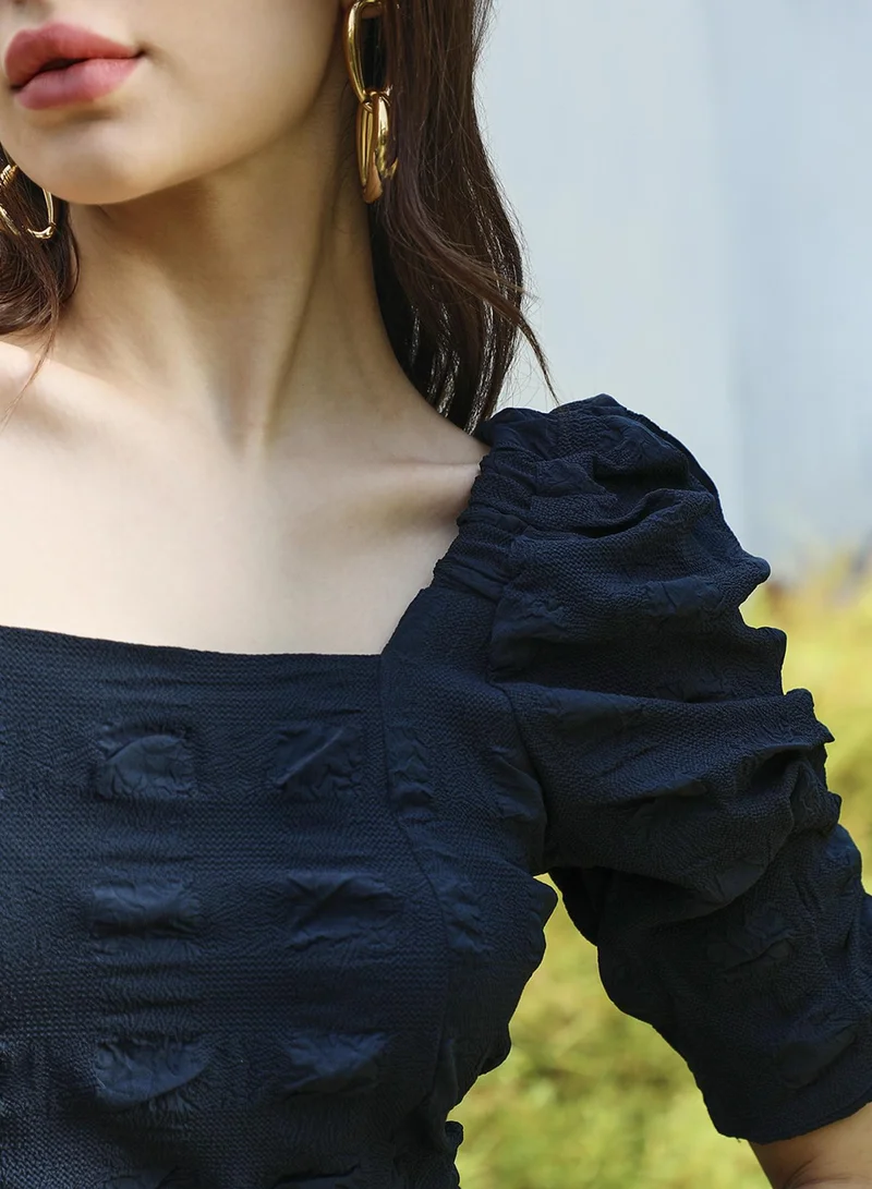PINACOLADA Textured Puff-Sleeve Dress