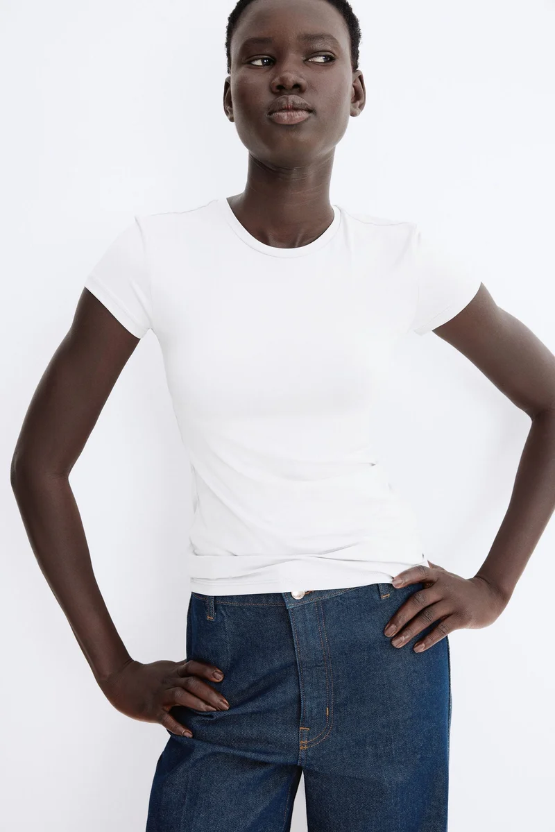 H&M Fitted microfibre T-shirt