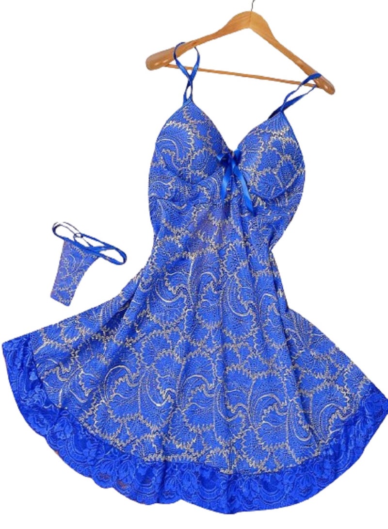 MANIKAN MANIKAN Hot short dress lingerie women's printed slip with royal decorations tide from top to end with dantil till around 